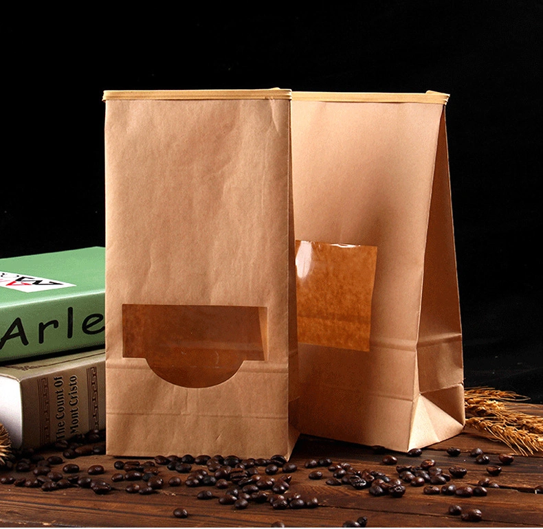 Food Grade Kraft Paper Pouch Food Tea Packaging Paper Bag 16cm*26cm 4cm Coffee Bags Stand up Pouch
