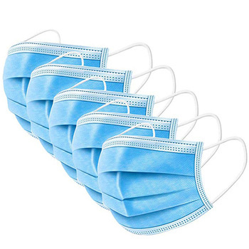 Blue Disposable Non-Sterile Medical Mask in Plastic Bags in Stock