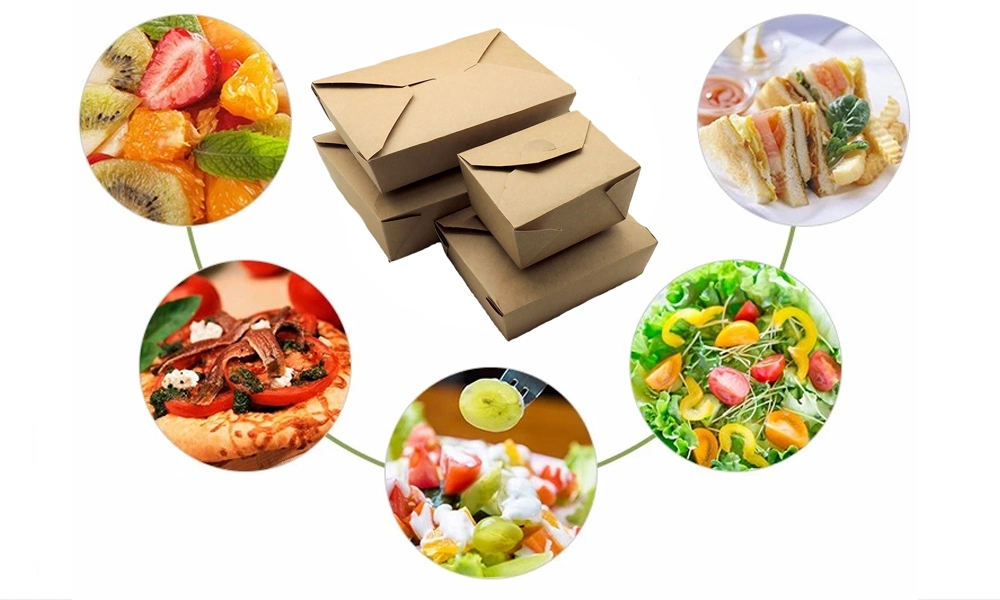 Kraft Paper Box Disposable Kraft Paper Packaging Box for Salad Fast Food Fried Chicken