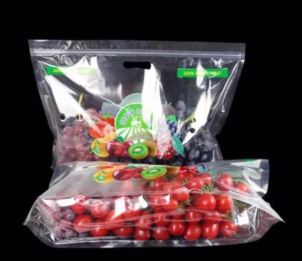 Transparant LDPE Plastic Slider Zipper Bag Grape Bag with Holes Cherry Bag Fruit Bag