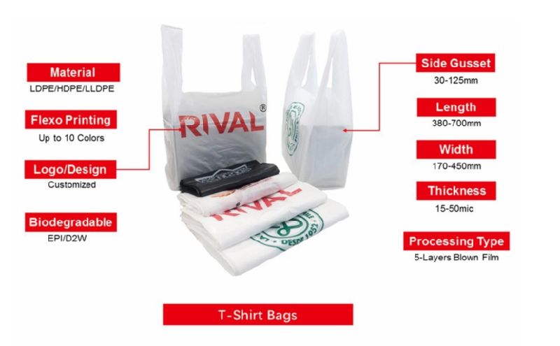 Custom Printed Biodegradable Shopping Bags, PLA Degradable Plastic Bags
