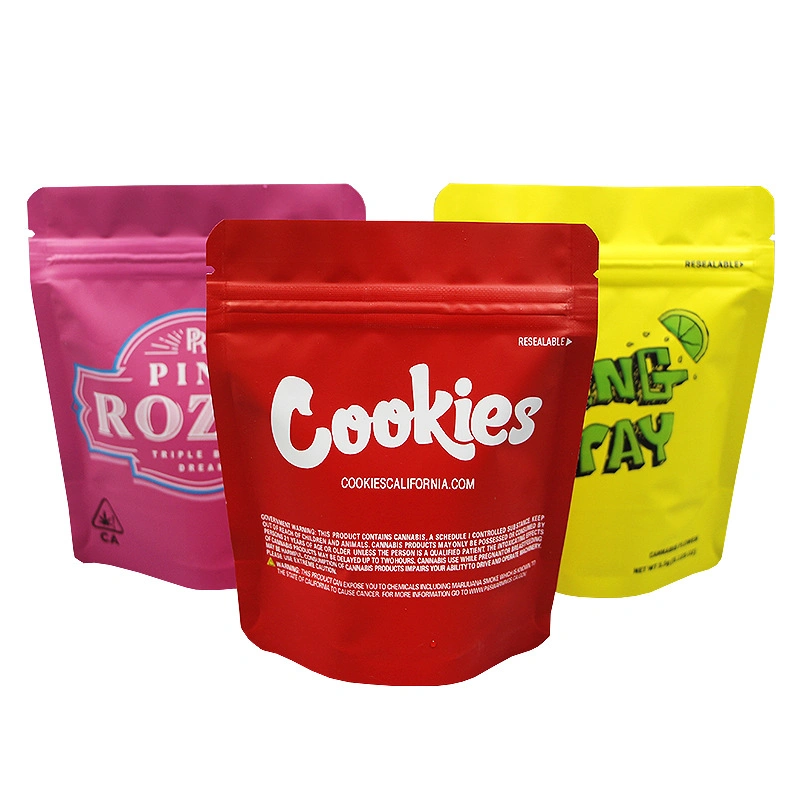 Custom Printed Matte Plastic Bag Mylar Bags Smell Proof Weed Bags with Zip Lock