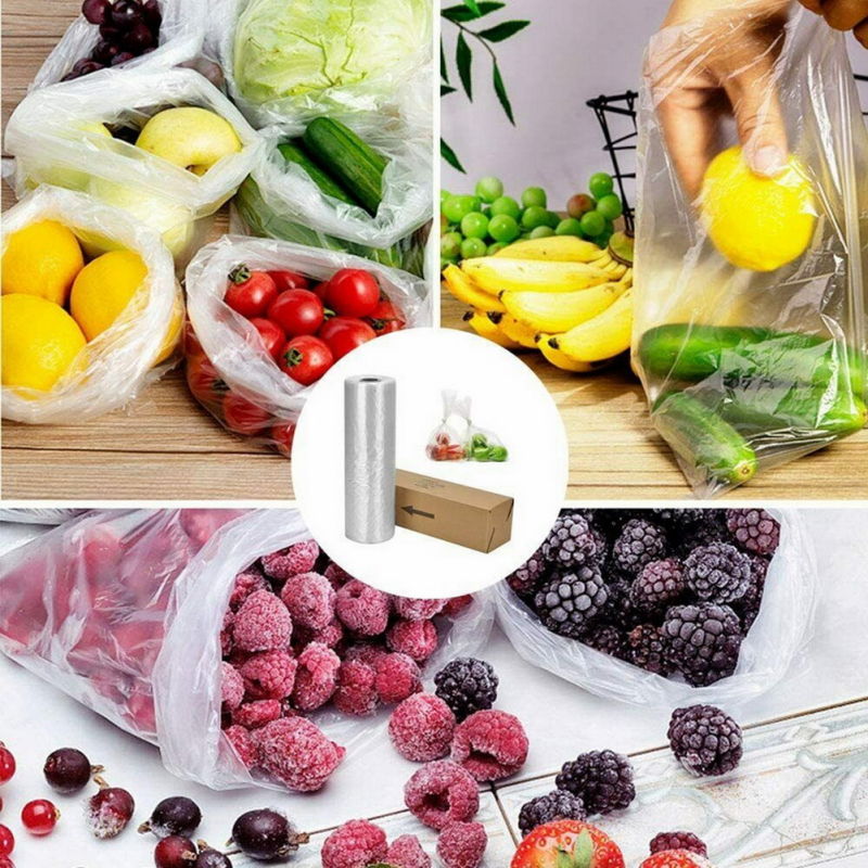Plastic Produce Bag on a Roll Clear Fruit Storage Bags
