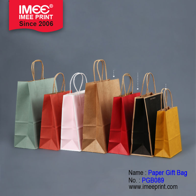 Imee Custom Logo Kraft Paper Packaging Bag in Stock Paper Bag