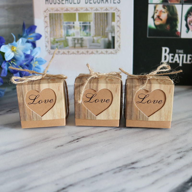 Vintage Kraft Paper Box Packaging Wedding Gift Box for Guests
