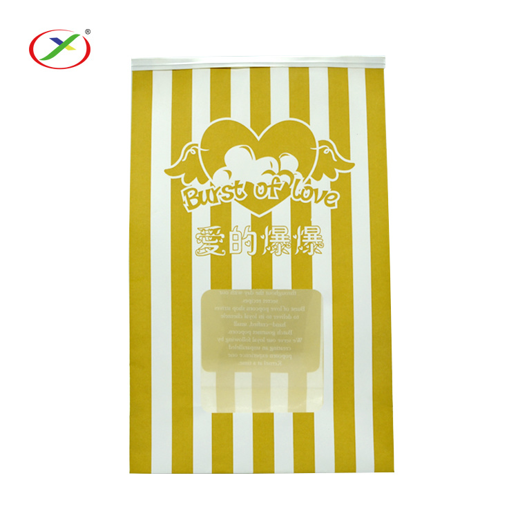 Clear Window Paper Bag Popcorn Paper Bag Candy Paper Bag with Tin Tie