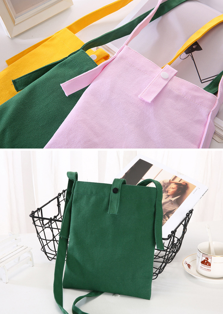 Small Size Crossbody Eco-Friendly Biodegradable Handbags Snap-Faster Closure Women Girls Canvas Tote Bag with Customized Logo