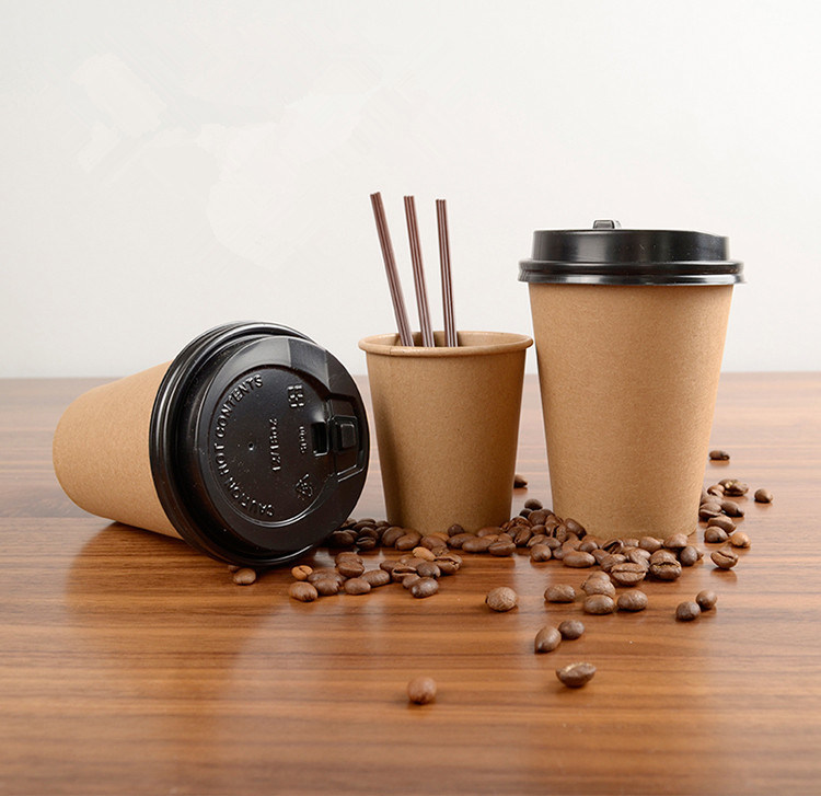 Paper Coffee Cup Disposable Paper Cup with Lid Cover Eco Friendly Tea Cup Drinking Accessories