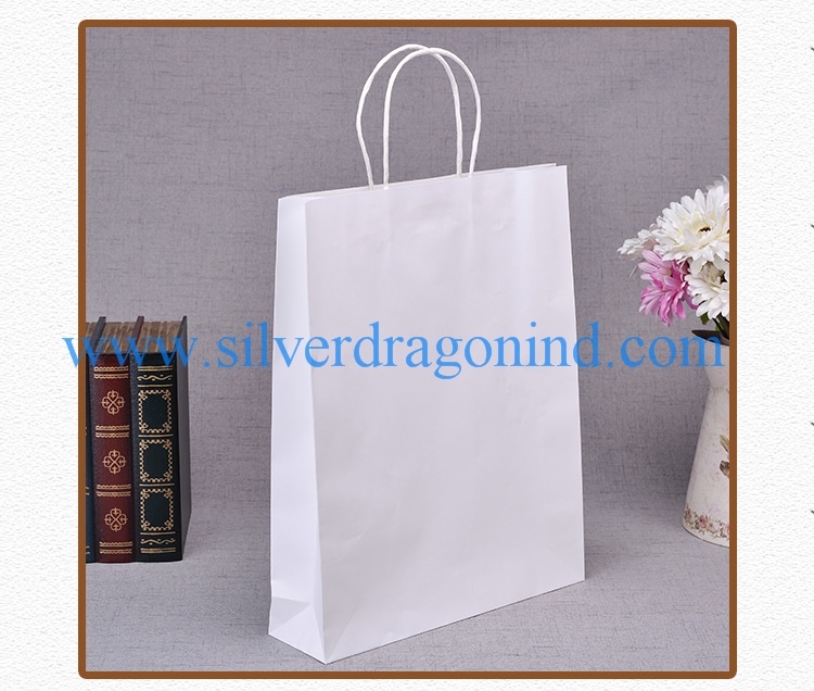 White Kraft Paper Shopping Bag Carry Bag Gift Bag