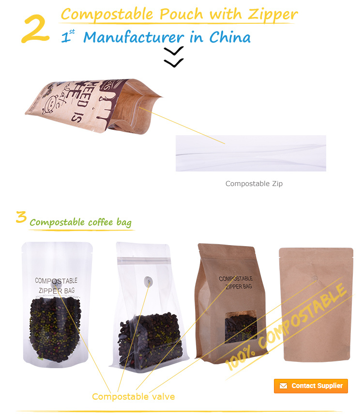 OEM Clear Window Biodegradable Bag Corn Starch Factory China