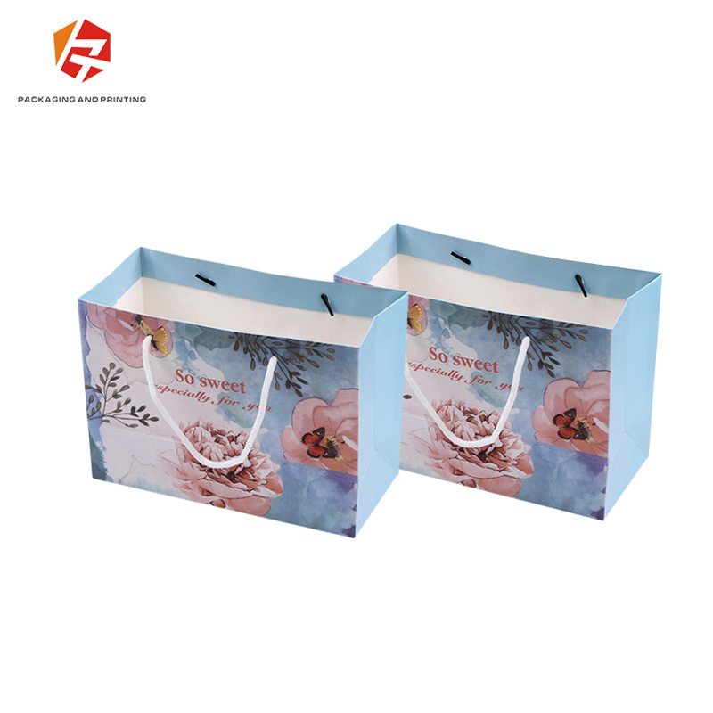 Black Frame White Shopping Paper Bag with String Customized Logo Printing Accept