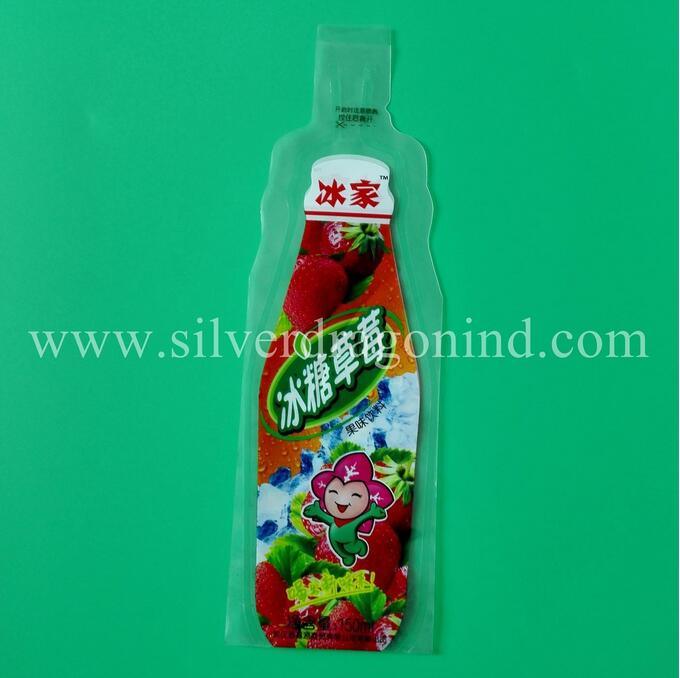 200ml Printed Plastic Bottle Shaped Bag for Drinks, Juice, Beverage Packing