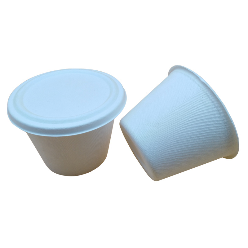 100% Biodegradable Sugarcane Bagasse Paper Cup with Lid