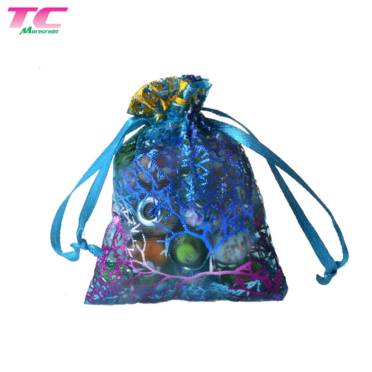 Colorful Small Special Organza Drawstring Gift Bag for Christmas Candies