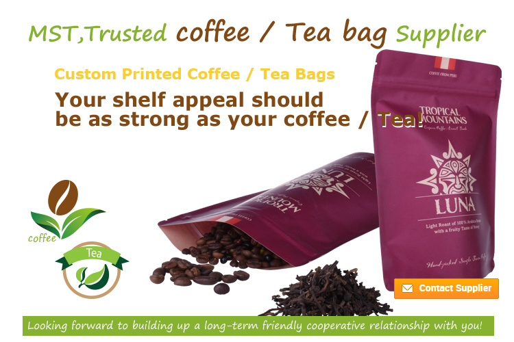 Customized Printed Kraft Paper Coffee Tea Rice Packaging Bags Pouch Packaging