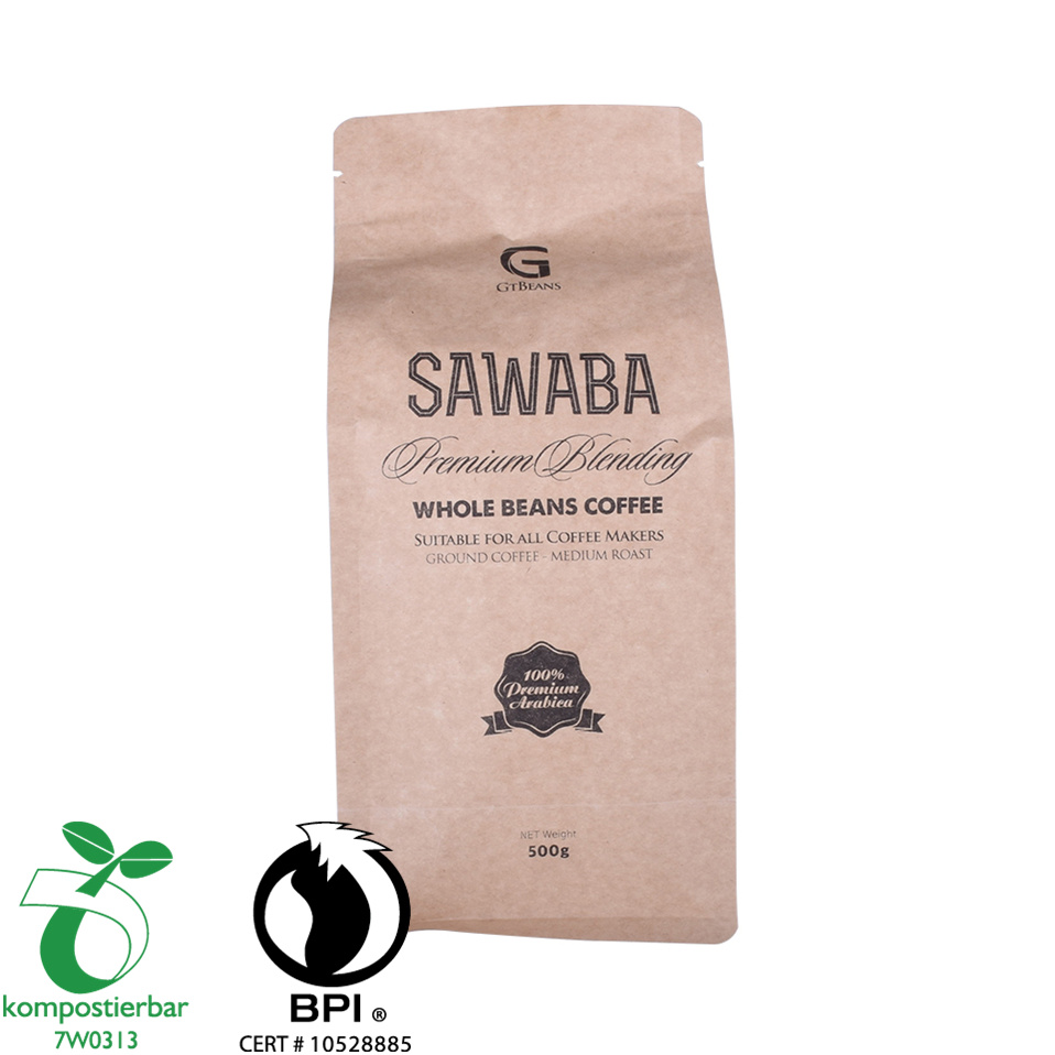 Eco-Friendly Flat Bottom Kraft Paper Pouch with Logo Coffee Bean Bags for Coffee Packaging