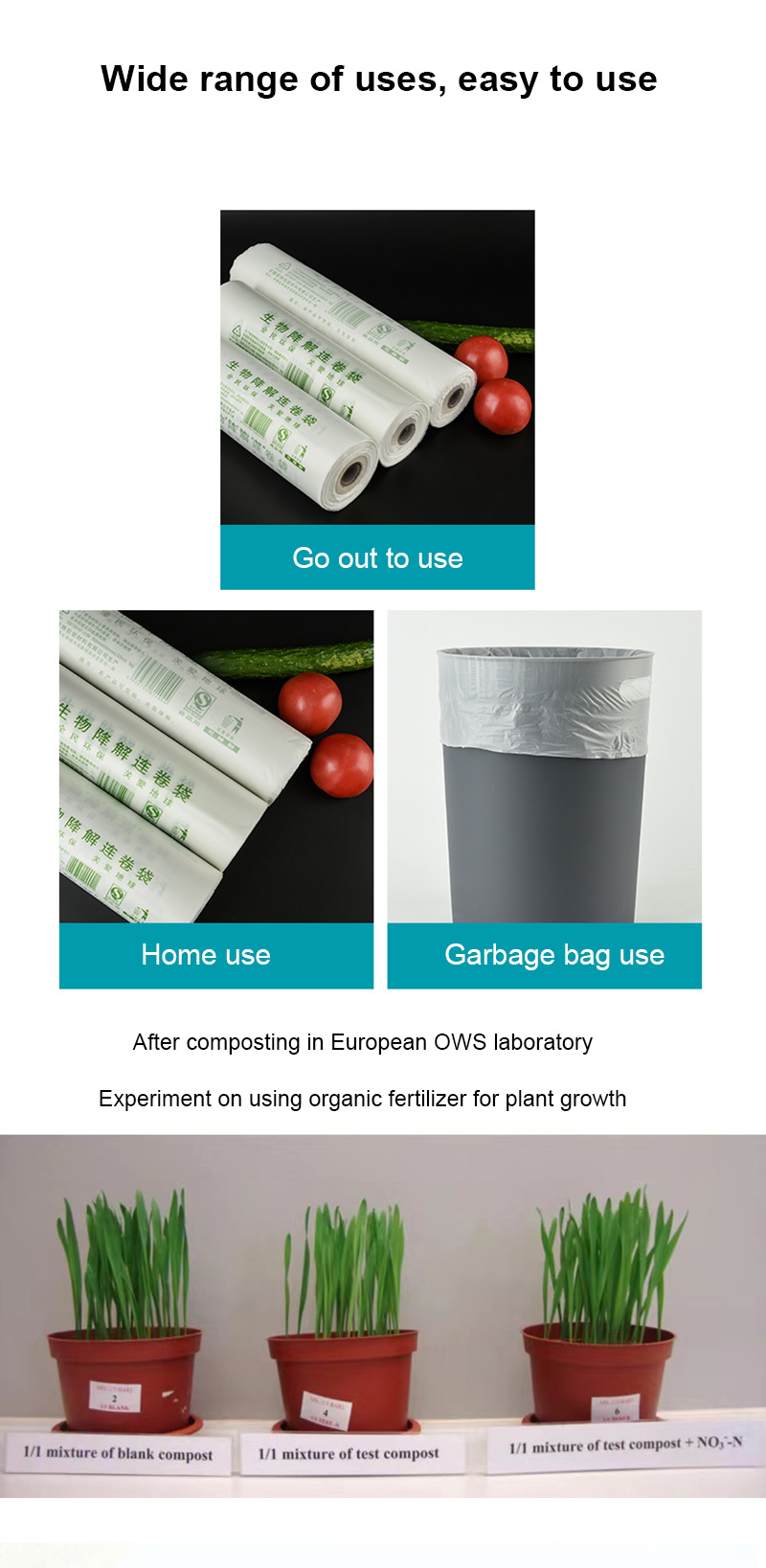 Biodegradable Produce Bag / Flat Bag on Roll / Vegetable Bag