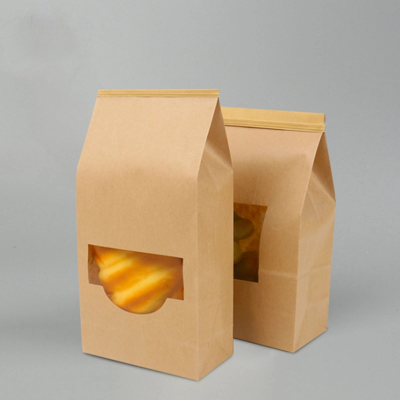 Brown Kraft Paper Stand up Pouches Food Packaging Zipper Bags with Window