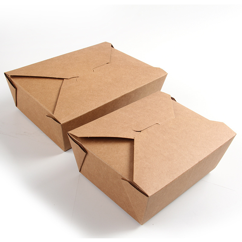 Square Paper Carton Boxes for Food Medium Size Food Package Salad Box Kraft Paper Boxes