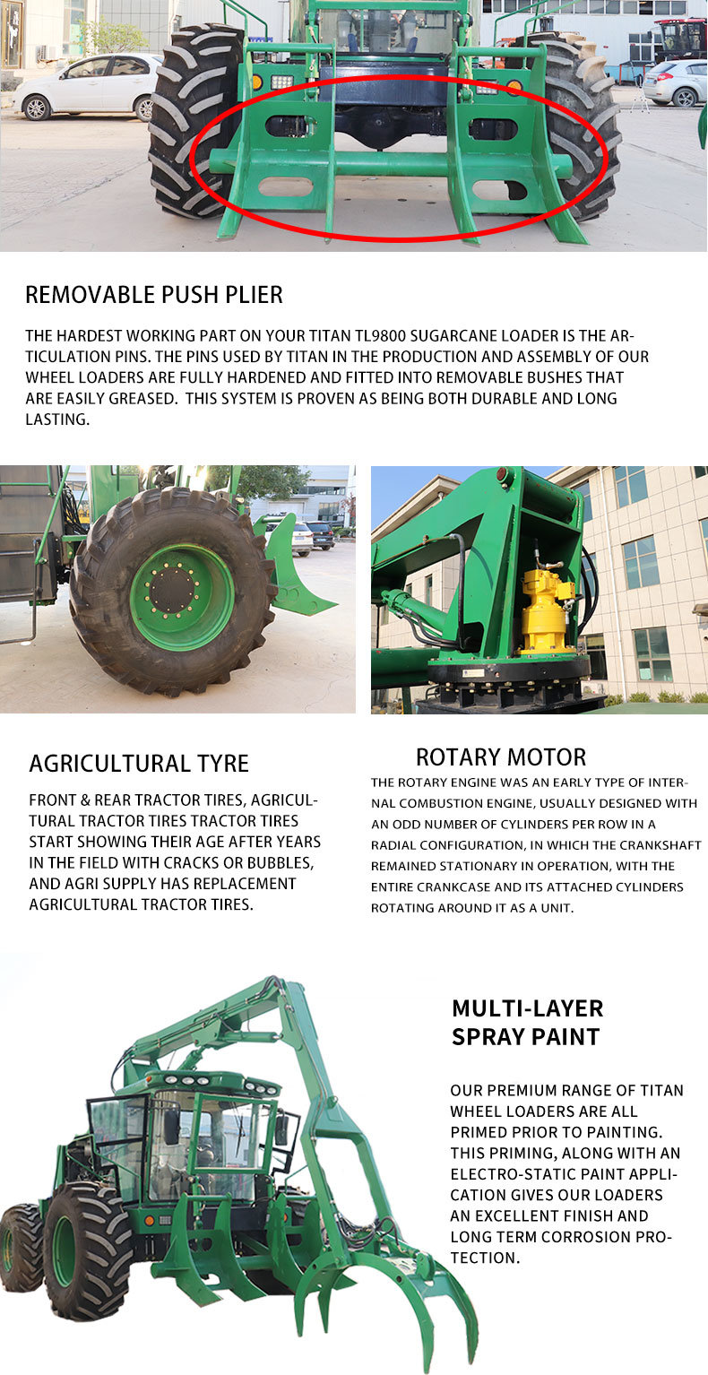 Abbasistt CE ISO Certification OEM China Manufacture 4WD AL9800 Grab Sugar Cane Sugarcane Loader with SGS