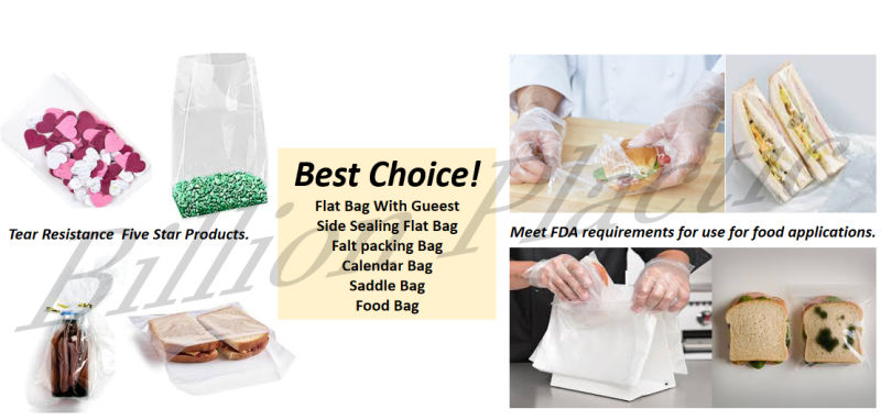 Clear Plastic Bag PE Flat Bag for Bread Shop