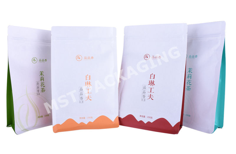 Food Grade Doypack 100% Biodegradable Paper Plastic Bag for Tea Packing Stand up Pouch