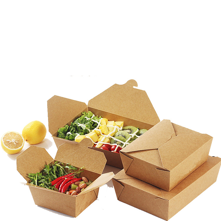 Custom Disposable Kraft Paper Packaging Container Fast Food Takeout to Go Box