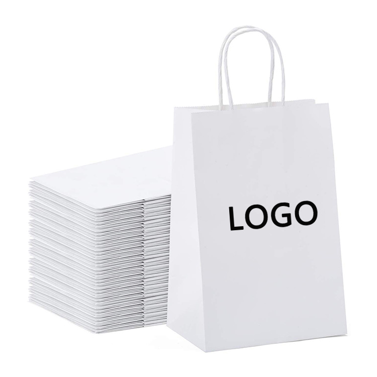 Eco Friendly Biodegradable Shopping White Paper Bags with Handles