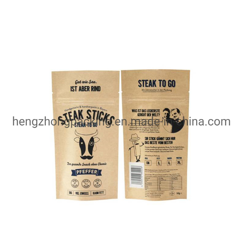 Heat Seal Biodegradable Block Bottom Plastic Stand up Pouch Packaging Bag