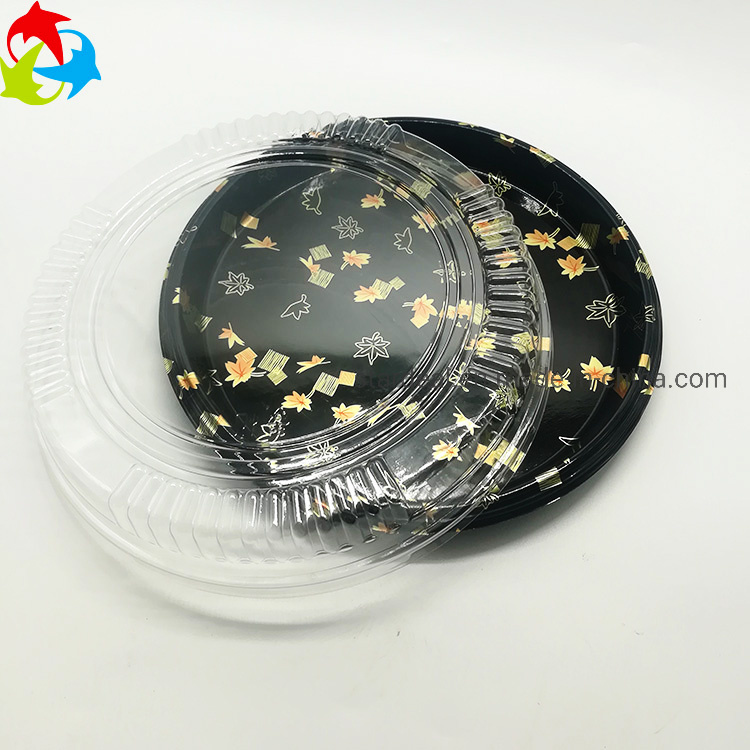 Round Transparent Sushi Plastic Tray with Lid