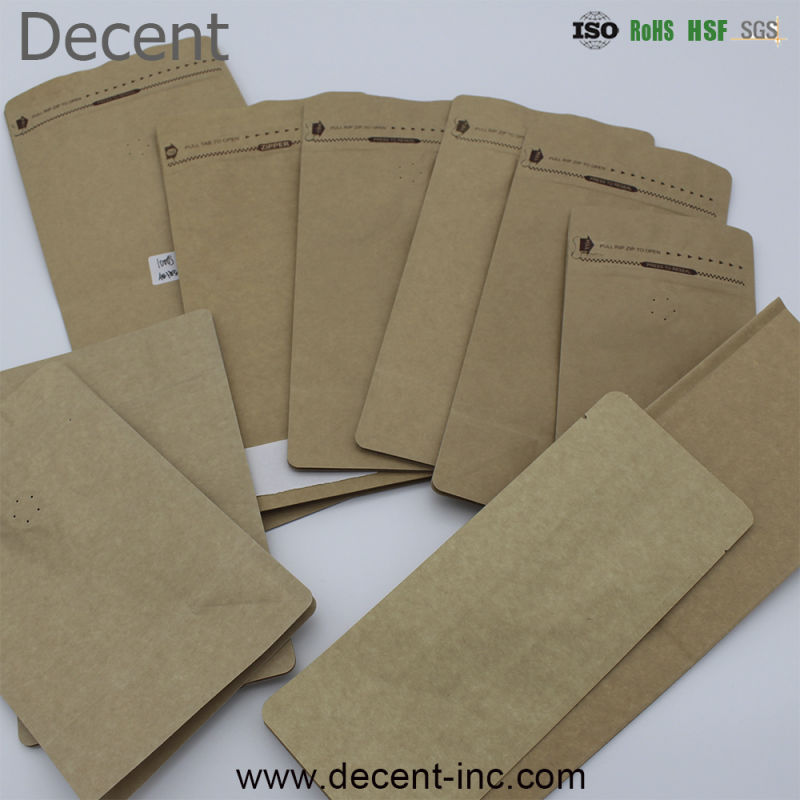 Bio Bag Brown Kraft Paper Bags No Printing Stand up Pouch Kraft Paper/PLA Ziplock Pouch/Zipper Bag/Kraft Paper Bag