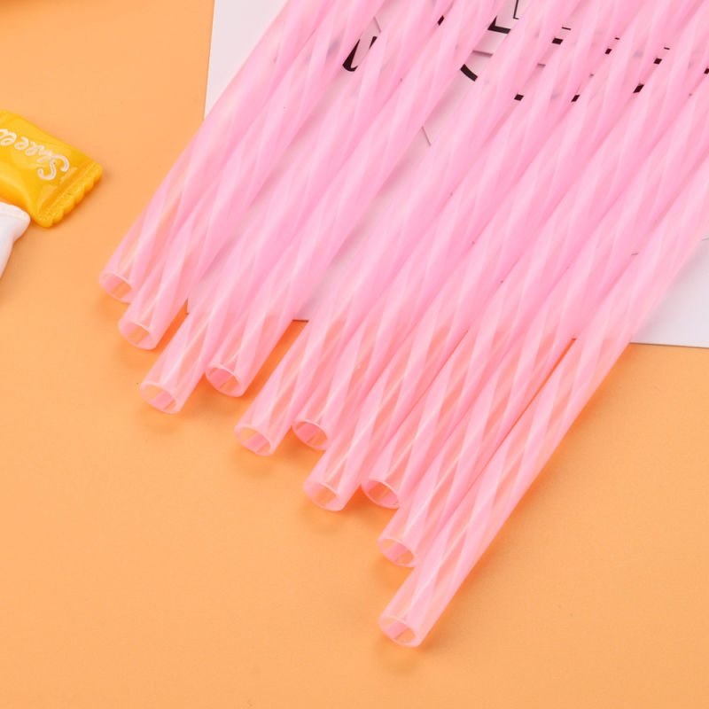 Reusable Biodegradable Drinking Straws Distored Color Plastic Stripe Drinking Straws