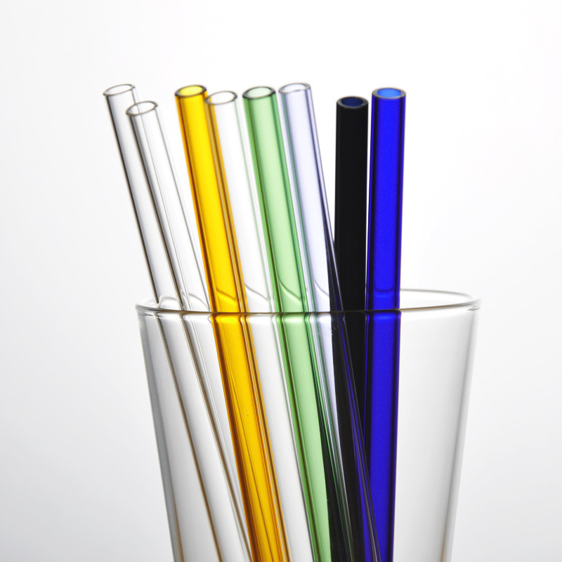Glass Straws Glass Drinking Straws with Colored Tip Diameter 10mm 8mm 6mm Reusable Glass Straws