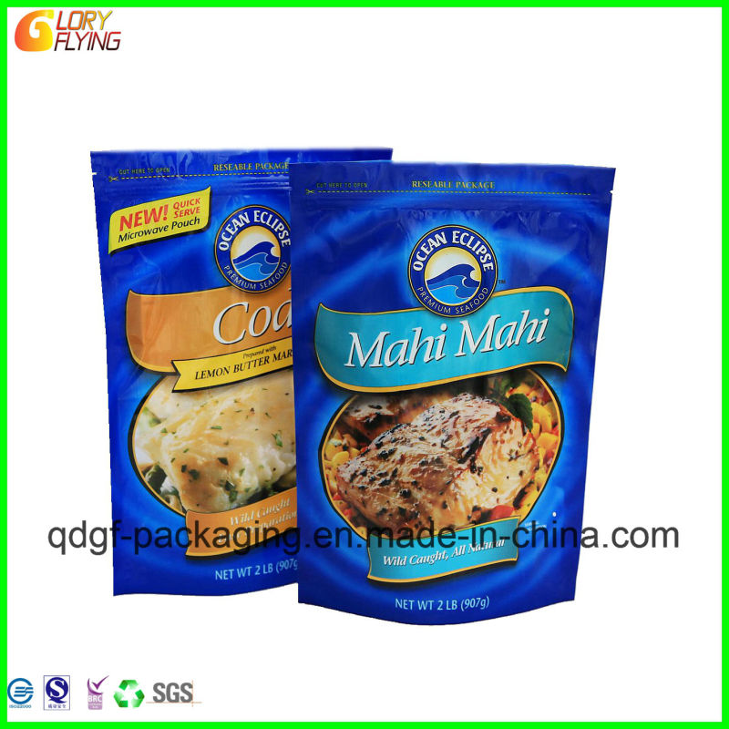 Resealable Plastic Bag Food Packaging Bags with Zipper for Salmon Fillets Packing.