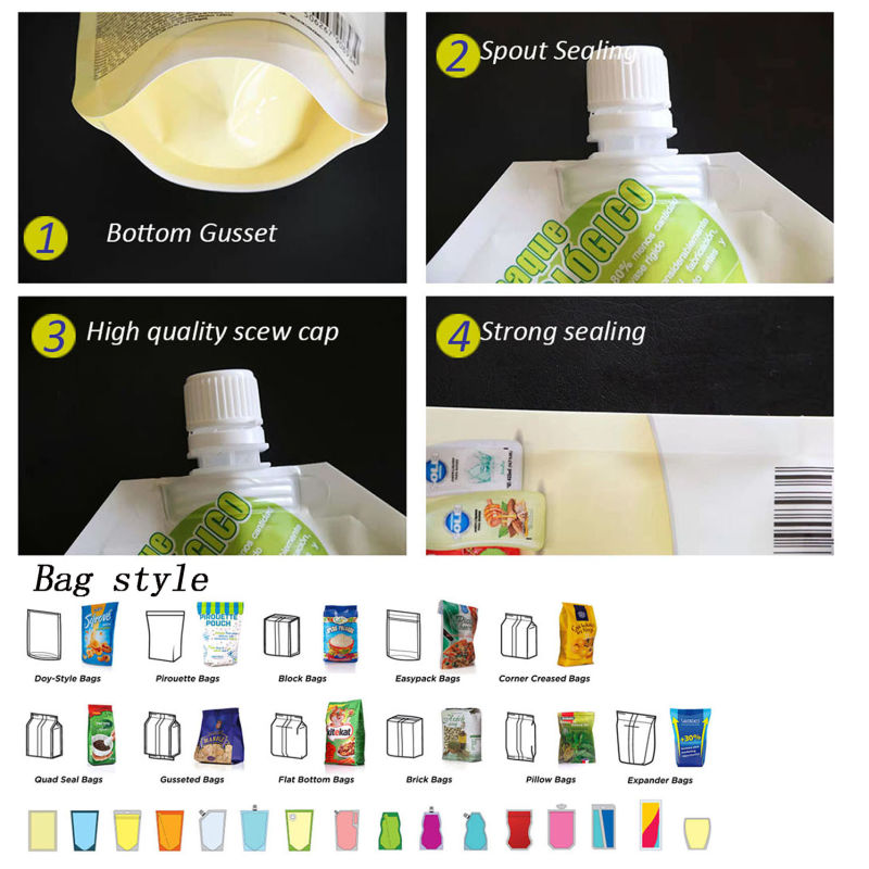 Custom 180ml Beverage Irregular Shape Plastic Bag Baby Fruit Juice Plastic Packaging Bag with Spout