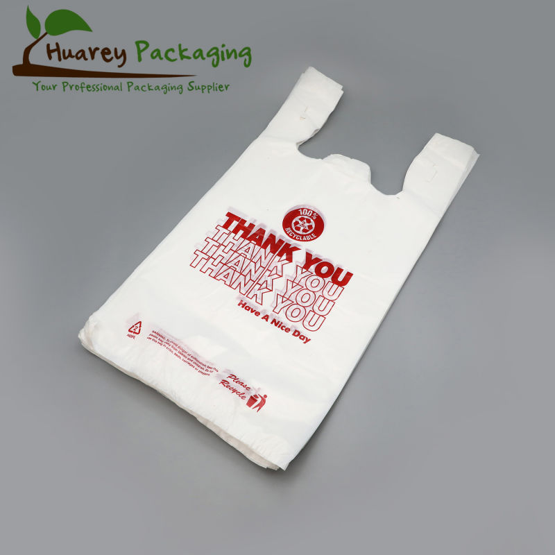 LDPE T Shirt Plastic White Color Bag Customized Size& Logo Plastic Bag Biodegradable Vest Carrier Plastic Bag