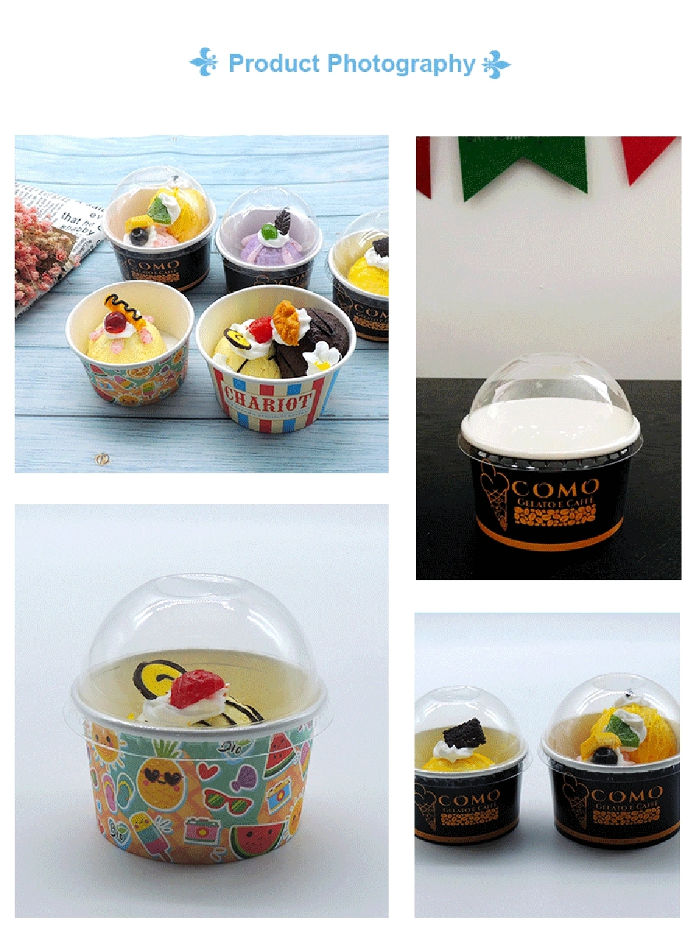 Paper Cup for Ice Cream Custom Recycle Ice Cream Paper Cups for Children