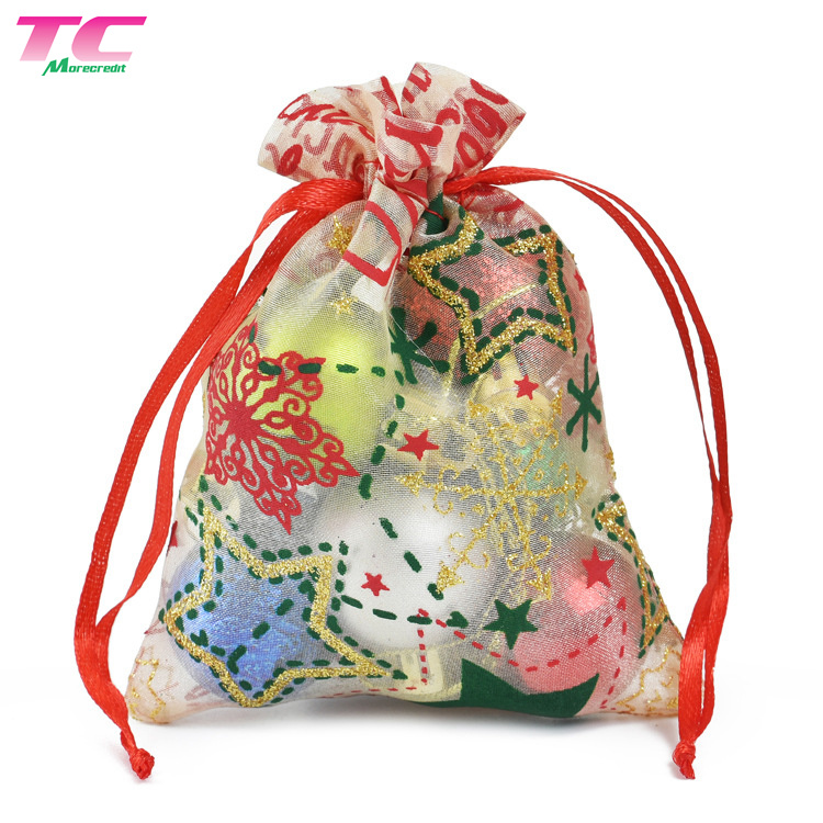 Colorful Small Special Organza Drawstring Gift Bag for Christmas Candies