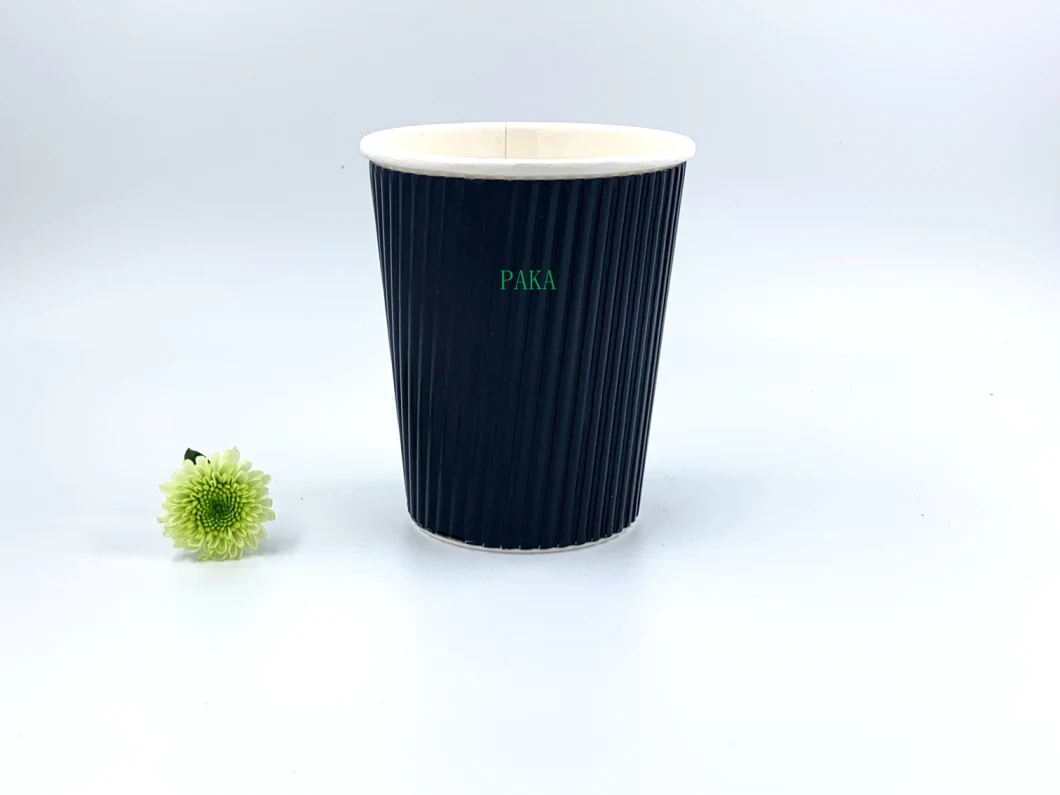Ripple Wall Paper Cup Hot Coffee Cup Disposable Cup Custom Design Corrugate Ripple Wall Paper Cup 7oz 8oz 12oz 16oz Paper Cup with Lid