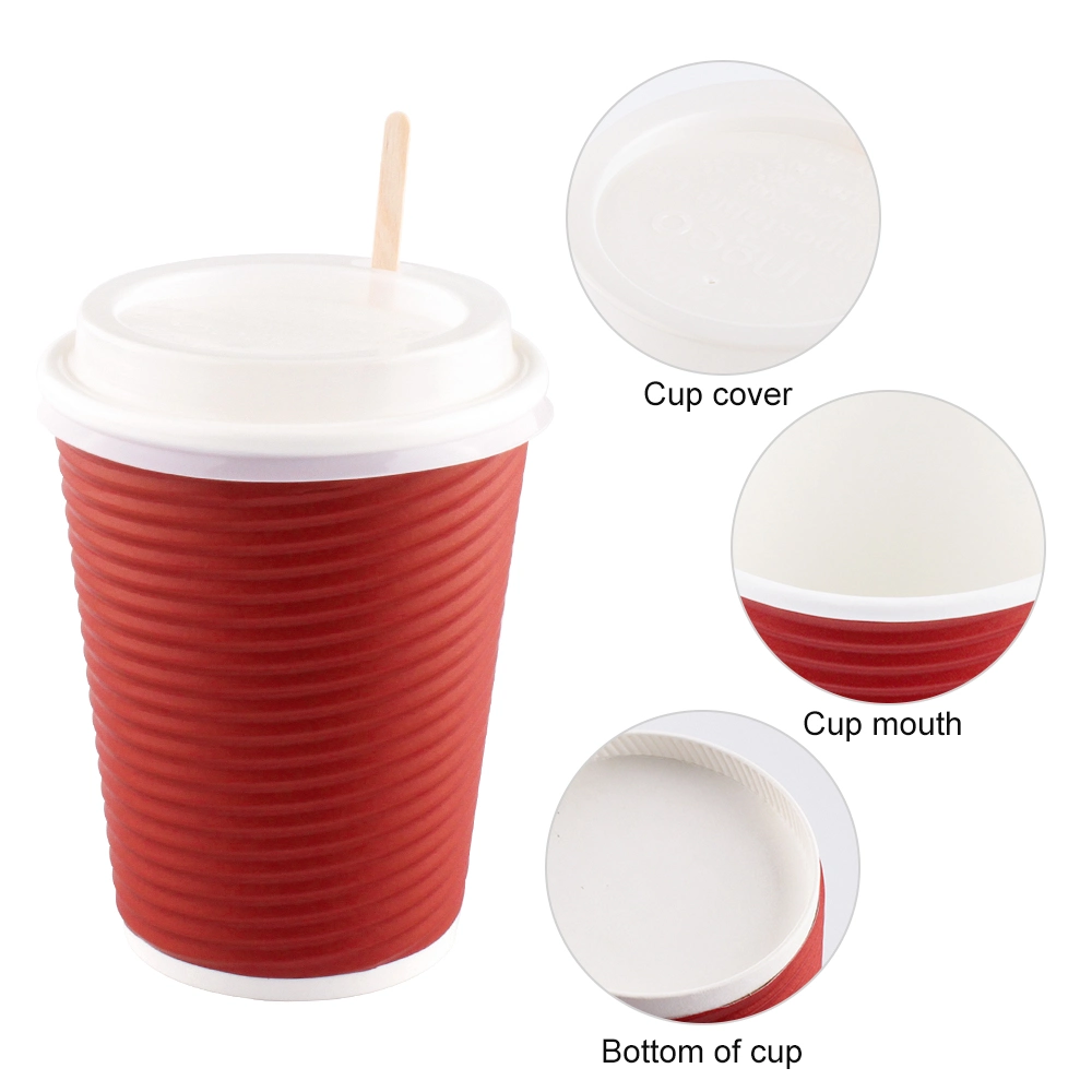Disposable Ripple Wall Paper Cups Biodegradable Kraft PLA Paper Cups Compostable Wholesale Disposable Paper Coffee Cups
