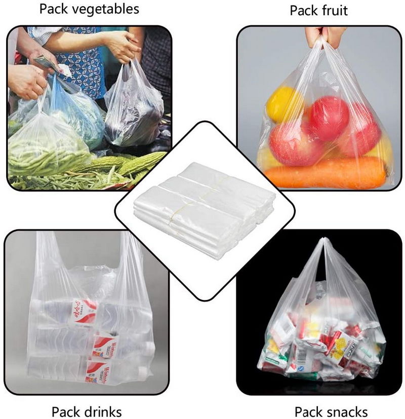 Clear Plastic Shopping Plastic Distributor Recycled Plastic Tote Bags in Bulk