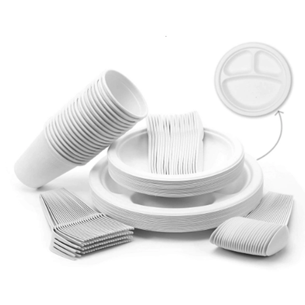 Eco-Friendly Biodegradable Tableware Sugarcane Bagasse Container with Lid 500ml 650ml Lunch Kitchenware