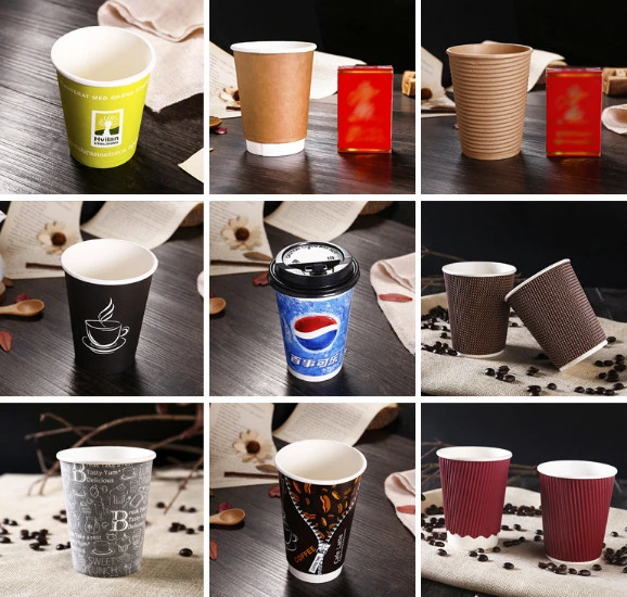 Ripple Wall Paper Cup Hot Coffee Cup Disposable Cup Custom Design Corrugate Ripple Wall Paper Cup 7oz 8oz 12oz 16oz Paper Cup with Lid