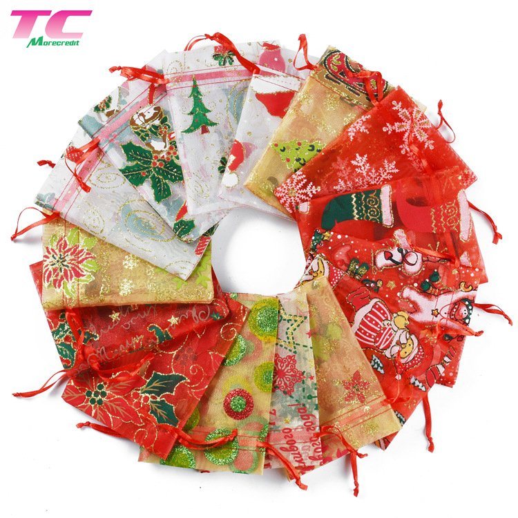 Colorful Small Special Organza Drawstring Gift Bag for Christmas Candies