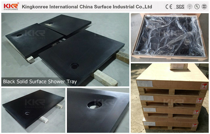 Anti-Slipping Shower Tray Solid Surface Black Bathroom Shower Tray