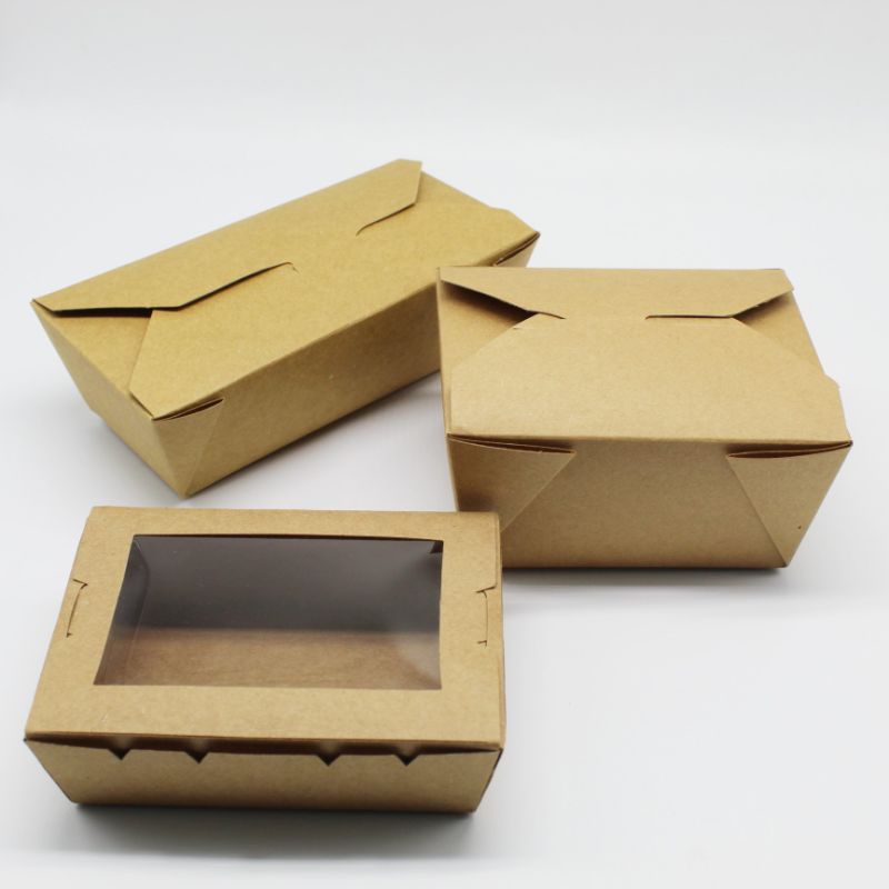 Food Salad Foldable Kraft Paper Packing Box