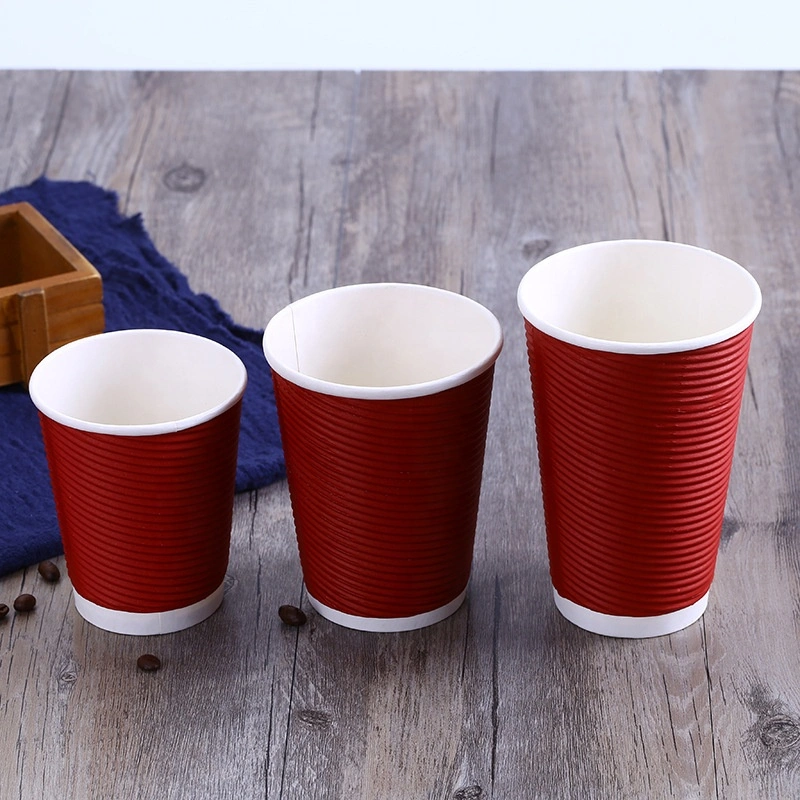 Disposable Ripple Wall Paper Cups Biodegradable Kraft PLA Paper Cups Compostable Wholesale Disposable Paper Coffee Cups
