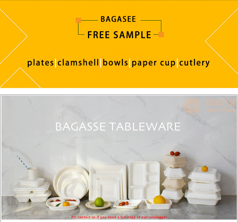 3 Compartment Compostable Biodegradable Tableware Sugarcane Bagasse Paper 9 Inch Round Plate