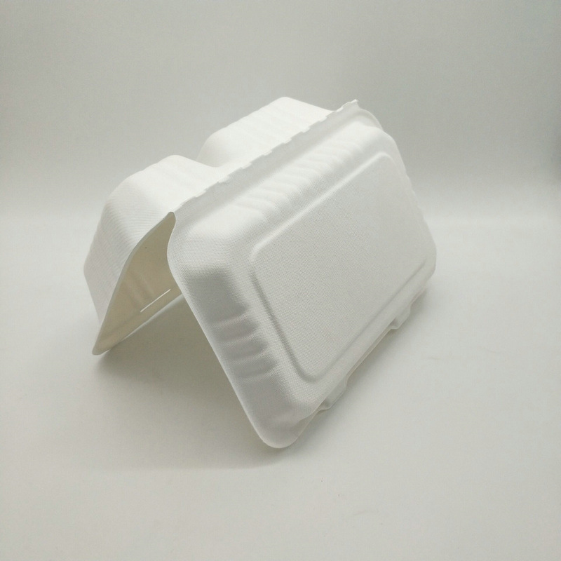 Biodegradbale 9X6inch 2 Compartment Sugarcane Bagasse Clamshell Box