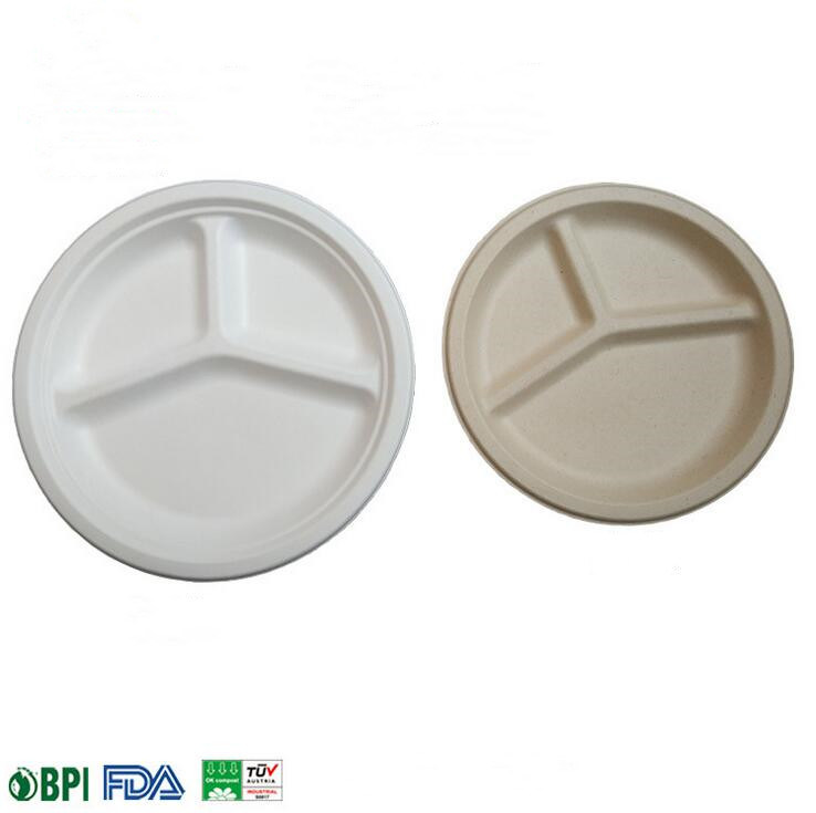 Sugar Cane Compostable Biodegradable Disposable Sugarcane Bagasse Paper Plates Bagasse Tableware
